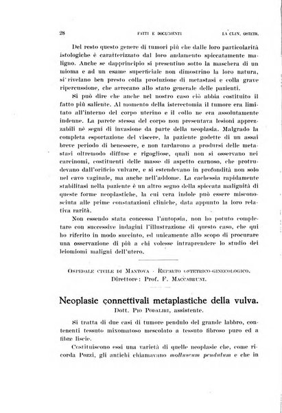 La clinica ostetrica rivista di ostetricia, ginecologia e pediatria. - A. 1, n. 1 (1899)-a. 40, n. 12 (dic. 1938)