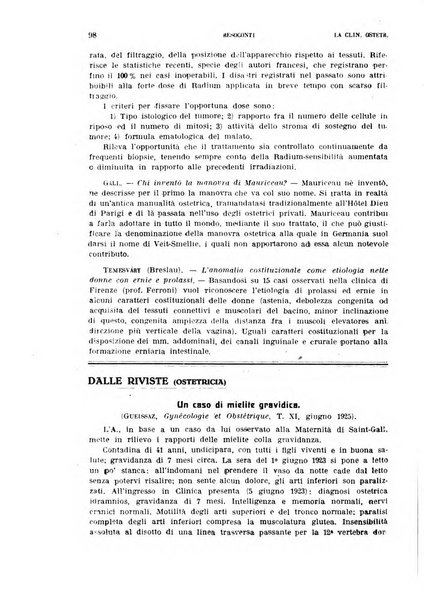 La clinica ostetrica rivista di ostetricia, ginecologia e pediatria. - A. 1, n. 1 (1899)-a. 40, n. 12 (dic. 1938)