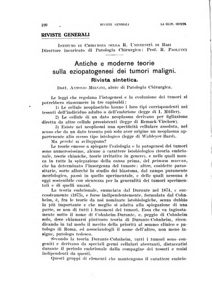 La clinica ostetrica rivista di ostetricia, ginecologia e pediatria. - A. 1, n. 1 (1899)-a. 40, n. 12 (dic. 1938)