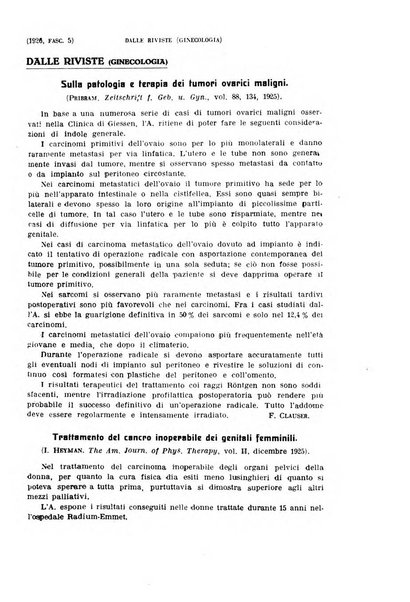 La clinica ostetrica rivista di ostetricia, ginecologia e pediatria. - A. 1, n. 1 (1899)-a. 40, n. 12 (dic. 1938)