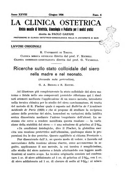 La clinica ostetrica rivista di ostetricia, ginecologia e pediatria. - A. 1, n. 1 (1899)-a. 40, n. 12 (dic. 1938)