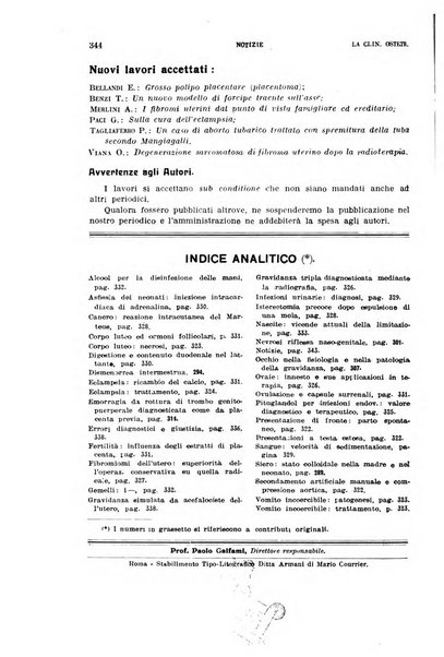 La clinica ostetrica rivista di ostetricia, ginecologia e pediatria. - A. 1, n. 1 (1899)-a. 40, n. 12 (dic. 1938)