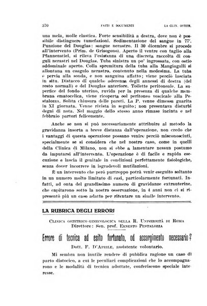 La clinica ostetrica rivista di ostetricia, ginecologia e pediatria. - A. 1, n. 1 (1899)-a. 40, n. 12 (dic. 1938)