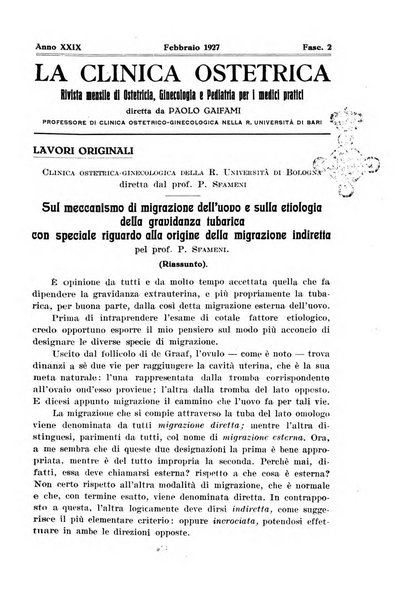 La clinica ostetrica rivista di ostetricia, ginecologia e pediatria. - A. 1, n. 1 (1899)-a. 40, n. 12 (dic. 1938)