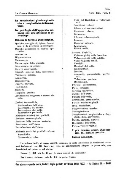 La clinica ostetrica rivista di ostetricia, ginecologia e pediatria. - A. 1, n. 1 (1899)-a. 40, n. 12 (dic. 1938)