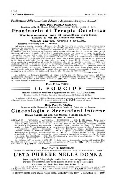 La clinica ostetrica rivista di ostetricia, ginecologia e pediatria. - A. 1, n. 1 (1899)-a. 40, n. 12 (dic. 1938)