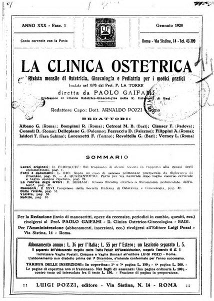 La clinica ostetrica rivista di ostetricia, ginecologia e pediatria. - A. 1, n. 1 (1899)-a. 40, n. 12 (dic. 1938)