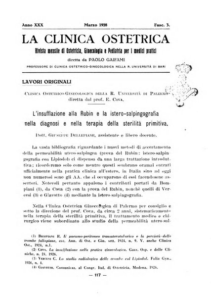 La clinica ostetrica rivista di ostetricia, ginecologia e pediatria. - A. 1, n. 1 (1899)-a. 40, n. 12 (dic. 1938)