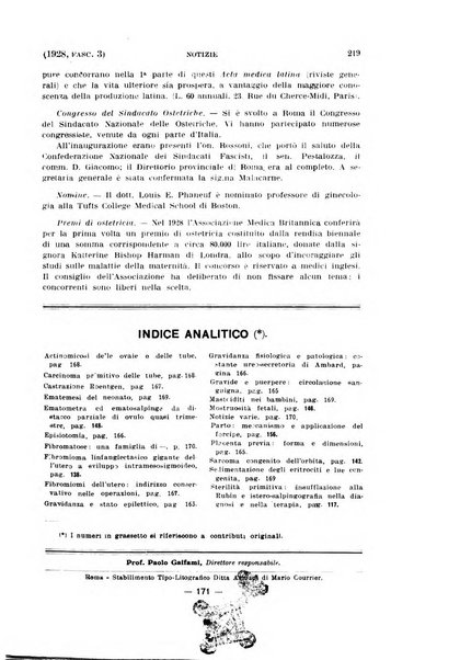 La clinica ostetrica rivista di ostetricia, ginecologia e pediatria. - A. 1, n. 1 (1899)-a. 40, n. 12 (dic. 1938)