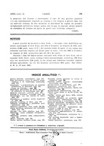 La clinica ostetrica rivista di ostetricia, ginecologia e pediatria. - A. 1, n. 1 (1899)-a. 40, n. 12 (dic. 1938)