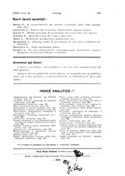 La clinica ostetrica rivista di ostetricia, ginecologia e pediatria. - A. 1, n. 1 (1899)-a. 40, n. 12 (dic. 1938)