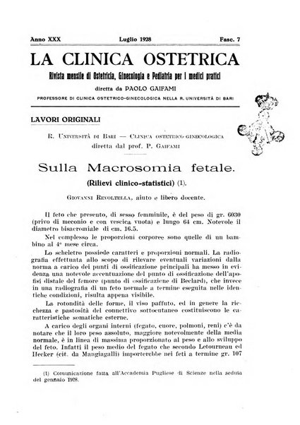 La clinica ostetrica rivista di ostetricia, ginecologia e pediatria. - A. 1, n. 1 (1899)-a. 40, n. 12 (dic. 1938)