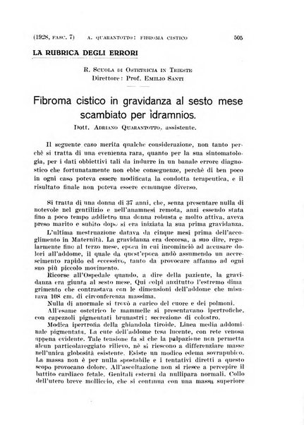 La clinica ostetrica rivista di ostetricia, ginecologia e pediatria. - A. 1, n. 1 (1899)-a. 40, n. 12 (dic. 1938)