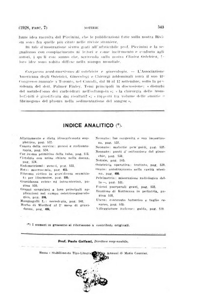 La clinica ostetrica rivista di ostetricia, ginecologia e pediatria. - A. 1, n. 1 (1899)-a. 40, n. 12 (dic. 1938)