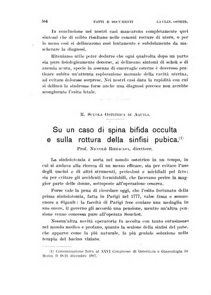 La clinica ostetrica rivista di ostetricia, ginecologia e pediatria. - A. 1, n. 1 (1899)-a. 40, n. 12 (dic. 1938)