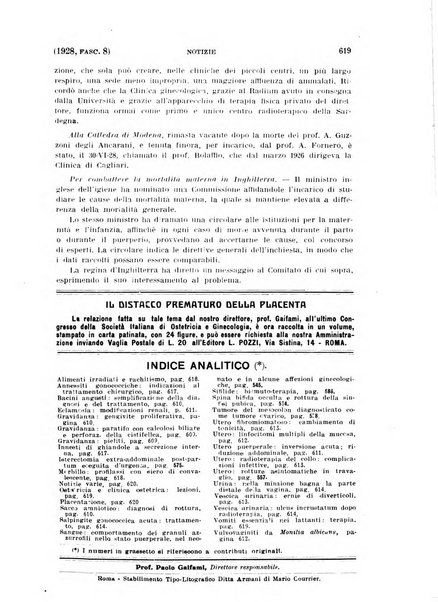 La clinica ostetrica rivista di ostetricia, ginecologia e pediatria. - A. 1, n. 1 (1899)-a. 40, n. 12 (dic. 1938)