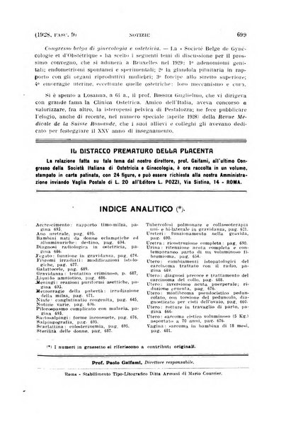 La clinica ostetrica rivista di ostetricia, ginecologia e pediatria. - A. 1, n. 1 (1899)-a. 40, n. 12 (dic. 1938)