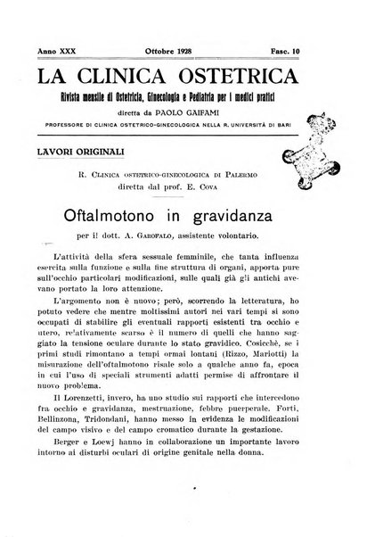 La clinica ostetrica rivista di ostetricia, ginecologia e pediatria. - A. 1, n. 1 (1899)-a. 40, n. 12 (dic. 1938)