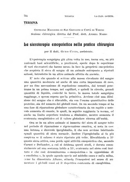 La clinica ostetrica rivista di ostetricia, ginecologia e pediatria. - A. 1, n. 1 (1899)-a. 40, n. 12 (dic. 1938)