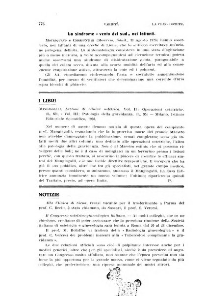 La clinica ostetrica rivista di ostetricia, ginecologia e pediatria. - A. 1, n. 1 (1899)-a. 40, n. 12 (dic. 1938)