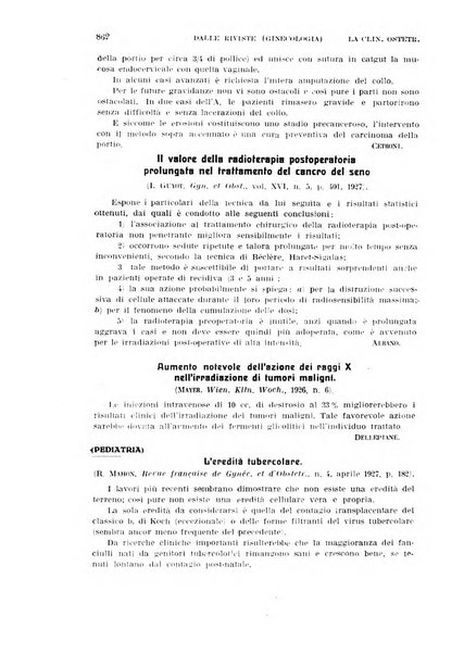 La clinica ostetrica rivista di ostetricia, ginecologia e pediatria. - A. 1, n. 1 (1899)-a. 40, n. 12 (dic. 1938)