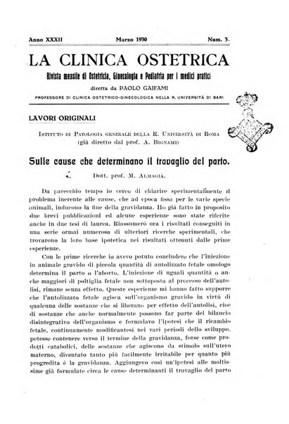 La clinica ostetrica rivista di ostetricia, ginecologia e pediatria. - A. 1, n. 1 (1899)-a. 40, n. 12 (dic. 1938)