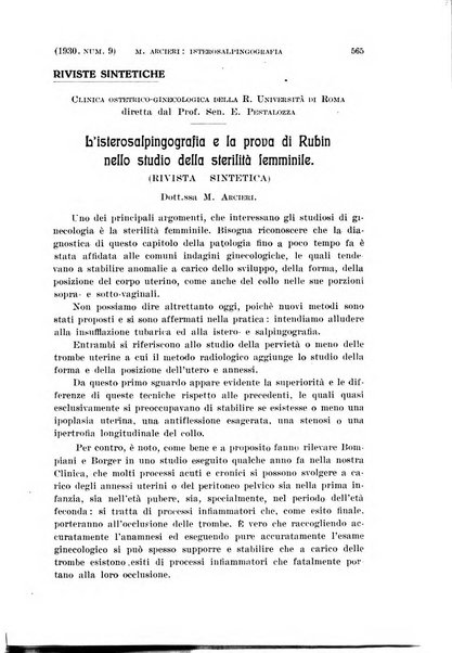 La clinica ostetrica rivista di ostetricia, ginecologia e pediatria. - A. 1, n. 1 (1899)-a. 40, n. 12 (dic. 1938)