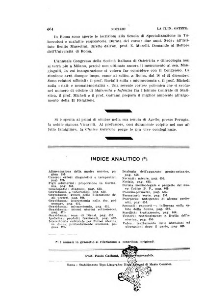 La clinica ostetrica rivista di ostetricia, ginecologia e pediatria. - A. 1, n. 1 (1899)-a. 40, n. 12 (dic. 1938)