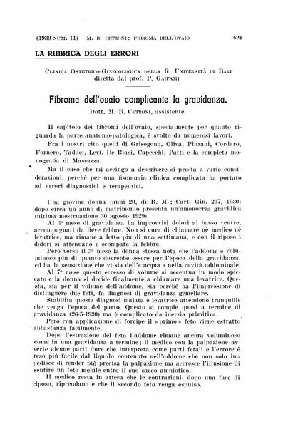 La clinica ostetrica rivista di ostetricia, ginecologia e pediatria. - A. 1, n. 1 (1899)-a. 40, n. 12 (dic. 1938)