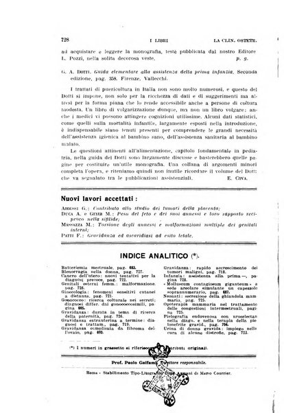 La clinica ostetrica rivista di ostetricia, ginecologia e pediatria. - A. 1, n. 1 (1899)-a. 40, n. 12 (dic. 1938)