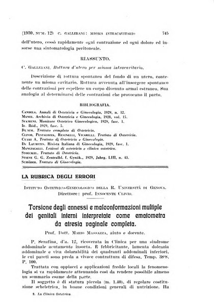 La clinica ostetrica rivista di ostetricia, ginecologia e pediatria. - A. 1, n. 1 (1899)-a. 40, n. 12 (dic. 1938)