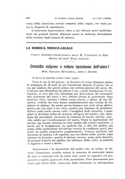 La clinica ostetrica rivista di ostetricia, ginecologia e pediatria. - A. 1, n. 1 (1899)-a. 40, n. 12 (dic. 1938)