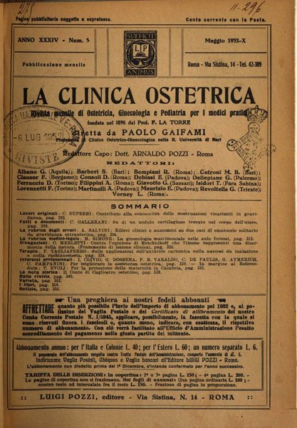 La clinica ostetrica rivista di ostetricia, ginecologia e pediatria. - A. 1, n. 1 (1899)-a. 40, n. 12 (dic. 1938)