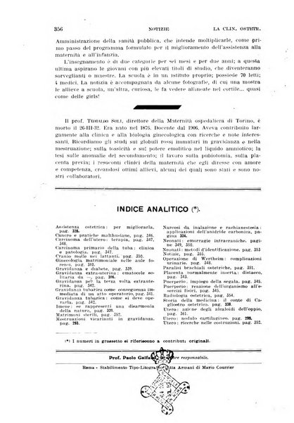 La clinica ostetrica rivista di ostetricia, ginecologia e pediatria. - A. 1, n. 1 (1899)-a. 40, n. 12 (dic. 1938)