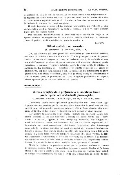 La clinica ostetrica rivista di ostetricia, ginecologia e pediatria. - A. 1, n. 1 (1899)-a. 40, n. 12 (dic. 1938)