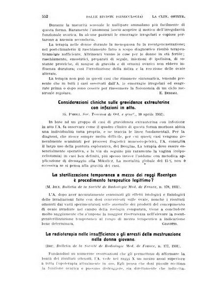 La clinica ostetrica rivista di ostetricia, ginecologia e pediatria. - A. 1, n. 1 (1899)-a. 40, n. 12 (dic. 1938)