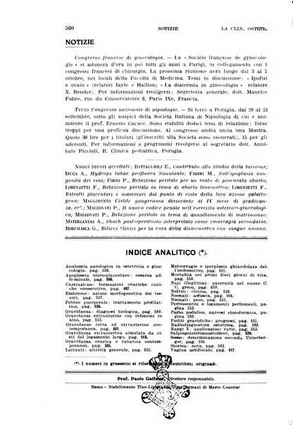 La clinica ostetrica rivista di ostetricia, ginecologia e pediatria. - A. 1, n. 1 (1899)-a. 40, n. 12 (dic. 1938)