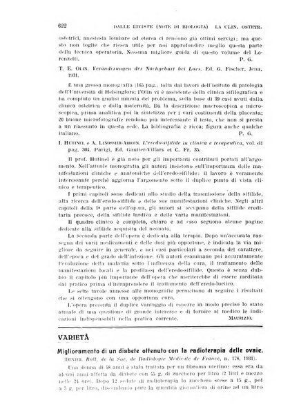 La clinica ostetrica rivista di ostetricia, ginecologia e pediatria. - A. 1, n. 1 (1899)-a. 40, n. 12 (dic. 1938)