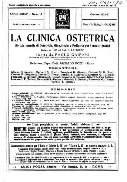 La clinica ostetrica rivista di ostetricia, ginecologia e pediatria. - A. 1, n. 1 (1899)-a. 40, n. 12 (dic. 1938)