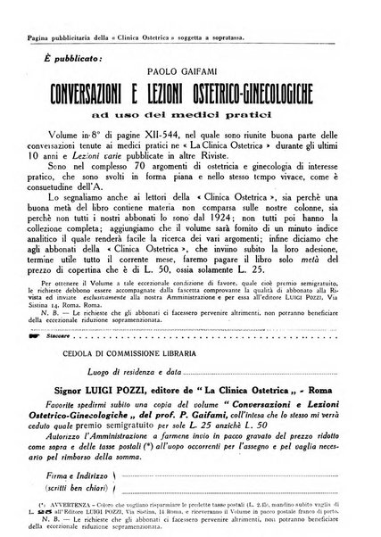 La clinica ostetrica rivista di ostetricia, ginecologia e pediatria. - A. 1, n. 1 (1899)-a. 40, n. 12 (dic. 1938)