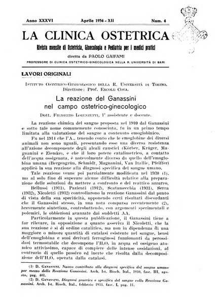 La clinica ostetrica rivista di ostetricia, ginecologia e pediatria. - A. 1, n. 1 (1899)-a. 40, n. 12 (dic. 1938)