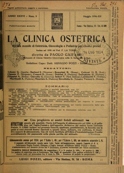 La clinica ostetrica rivista di ostetricia, ginecologia e pediatria. - A. 1, n. 1 (1899)-a. 40, n. 12 (dic. 1938)