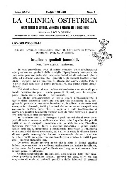 La clinica ostetrica rivista di ostetricia, ginecologia e pediatria. - A. 1, n. 1 (1899)-a. 40, n. 12 (dic. 1938)