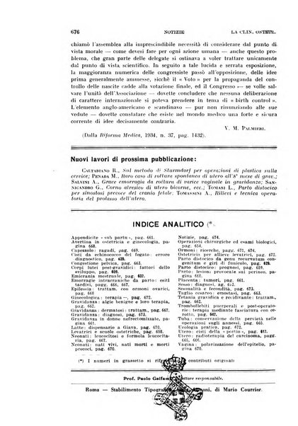 La clinica ostetrica rivista di ostetricia, ginecologia e pediatria. - A. 1, n. 1 (1899)-a. 40, n. 12 (dic. 1938)