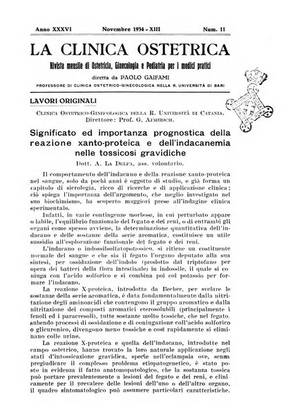 La clinica ostetrica rivista di ostetricia, ginecologia e pediatria. - A. 1, n. 1 (1899)-a. 40, n. 12 (dic. 1938)