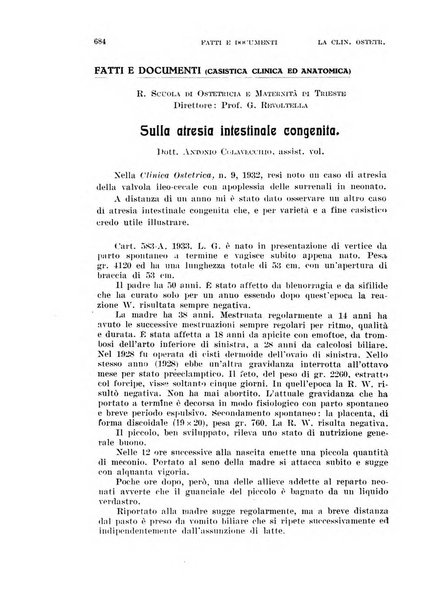 La clinica ostetrica rivista di ostetricia, ginecologia e pediatria. - A. 1, n. 1 (1899)-a. 40, n. 12 (dic. 1938)