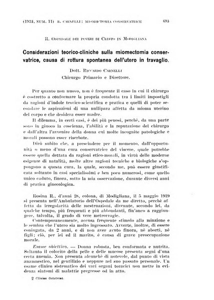 La clinica ostetrica rivista di ostetricia, ginecologia e pediatria. - A. 1, n. 1 (1899)-a. 40, n. 12 (dic. 1938)