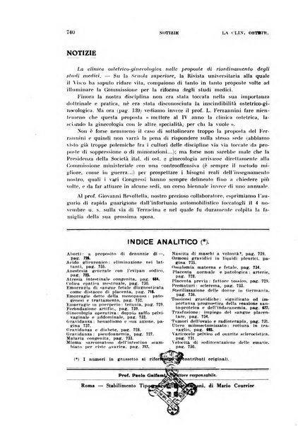 La clinica ostetrica rivista di ostetricia, ginecologia e pediatria. - A. 1, n. 1 (1899)-a. 40, n. 12 (dic. 1938)