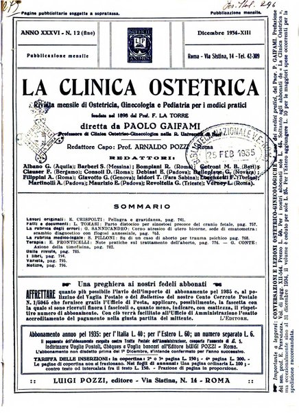 La clinica ostetrica rivista di ostetricia, ginecologia e pediatria. - A. 1, n. 1 (1899)-a. 40, n. 12 (dic. 1938)