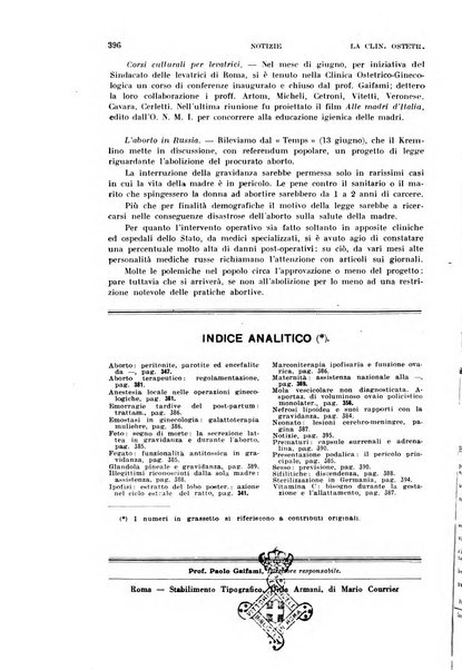 La clinica ostetrica rivista di ostetricia, ginecologia e pediatria. - A. 1, n. 1 (1899)-a. 40, n. 12 (dic. 1938)